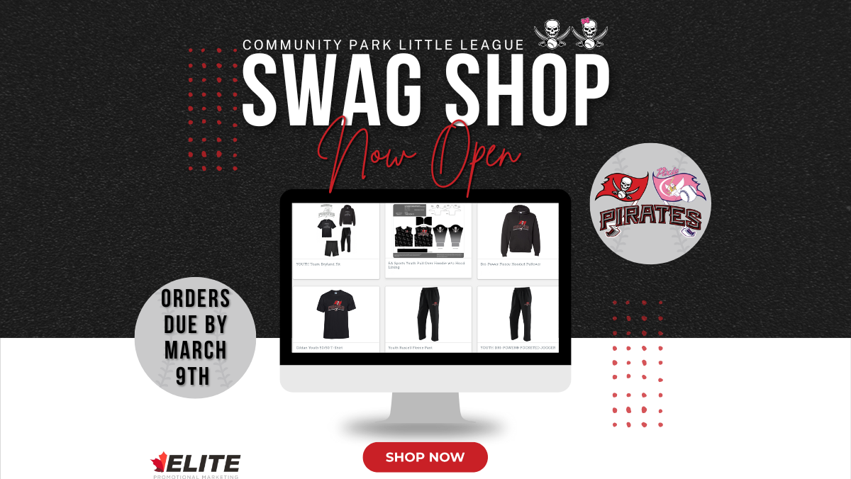 Graphic link to the Pirates Team Clothing Store for the 2024 Season